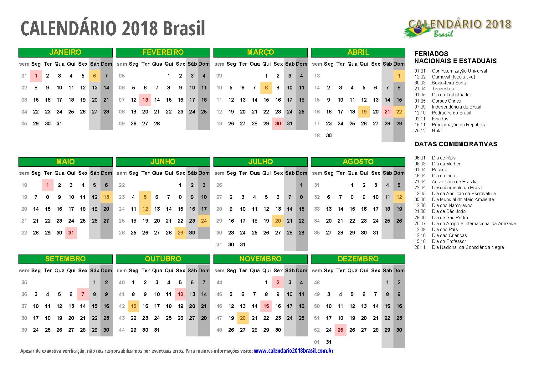 calendarios 2018 para imprimir