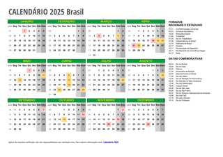 Calendário 2025 Brasil