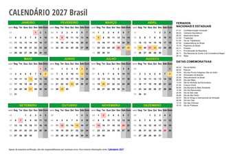 Calendário 2027 Brasil
